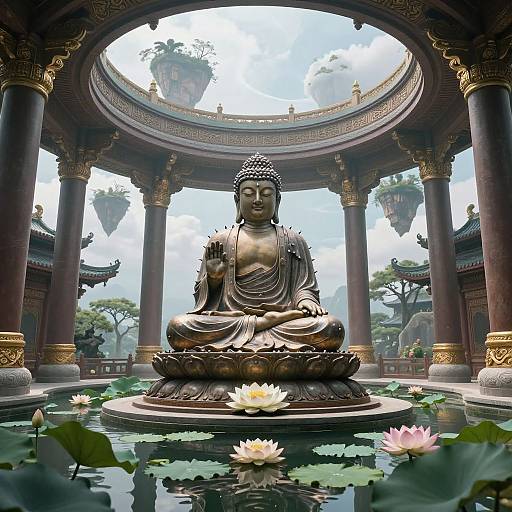 Futuristic Spiked Buddha in Temple