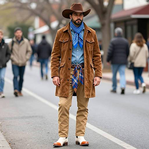 Stylish American Cowboy in Urban Setting