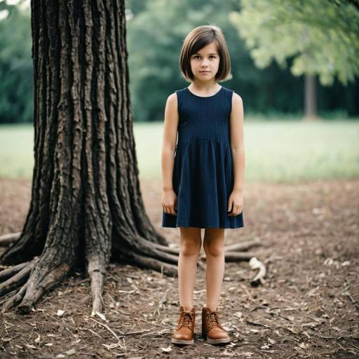Girl in Ribbed Dress Outdoors
