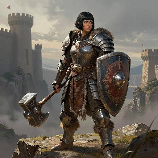 Cinematic Female Dwarf Warrior Illustration