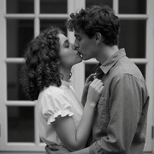 Black-and-White Intimate Couple Embrace Portrait