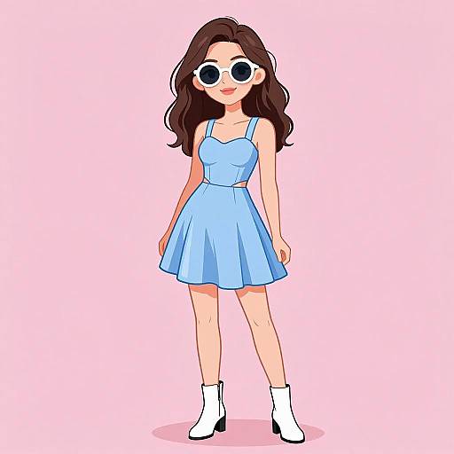 Mod Style Woman in Pastel Blue Dress