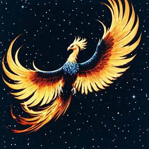Celestial Phoenix in Starry Night Sky