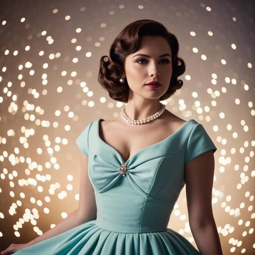 1950s Elegant Woman in Blue Dress