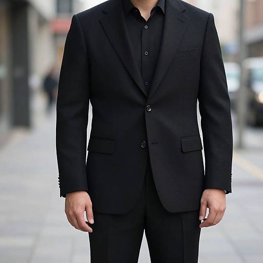 Stylish Men's Black Wool Suit