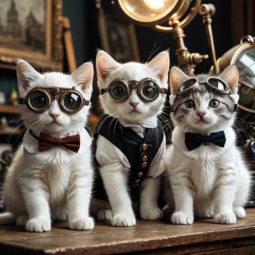 Victorian Steampunk Kittens in Workshop