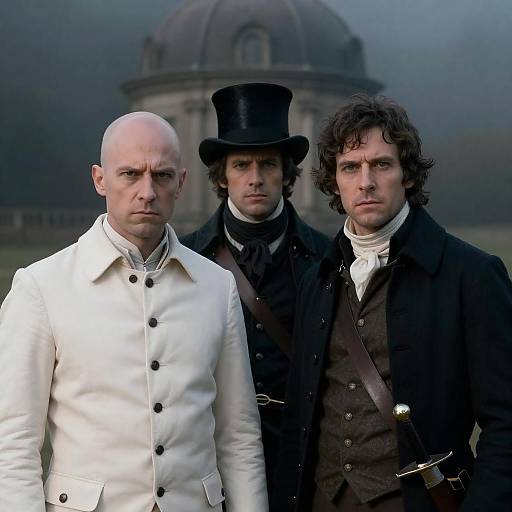 Three Historical Figures in Mysterious Setting