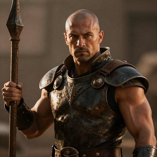 Intense Portrait of a Bald Warrior