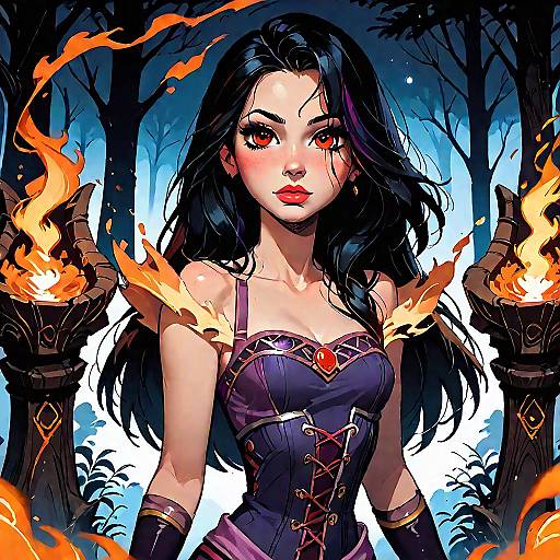 Burning Rapunzel Fire Mage in Forest