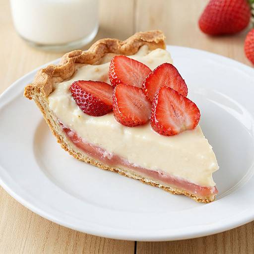 Strawberry Cream Pie Slice on Plate