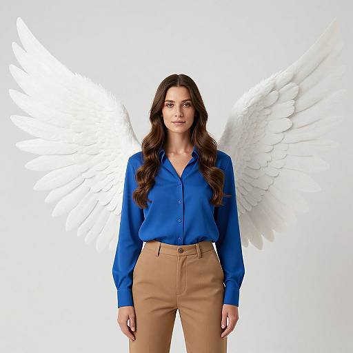 Woman with White Angel Wings