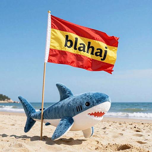 Plush Shark with Trans Flag Beach Scene