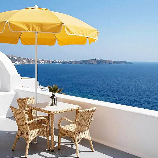 Sunny Coastal Terrace with Ocean View