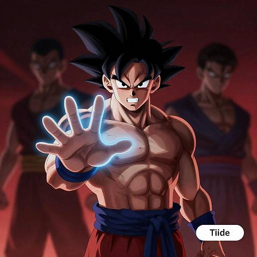Muscular Anime Warrior with Glowing Hand