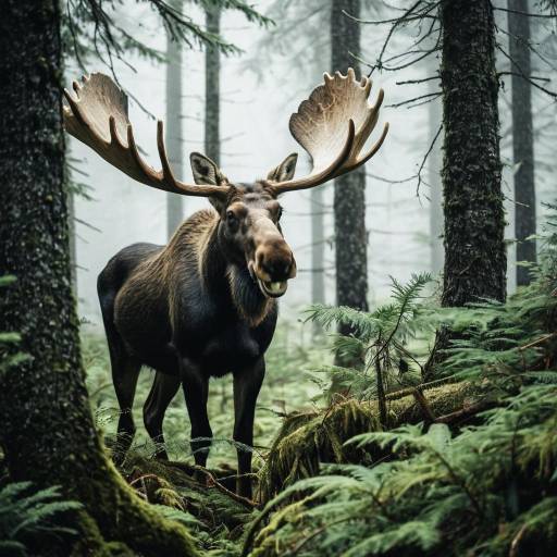 Whimsical Moose in a Foggy Forest Whimsical Moose in a Foggy Forest