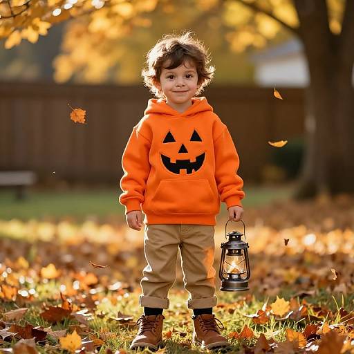 Boy in Autumn Pumpkin Hoodie
