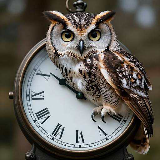 Mystical Owl Guarding Vintage Clock