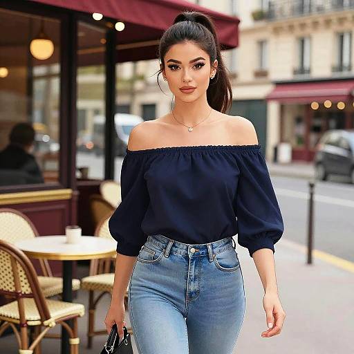 Stylish Woman at Parisian Café