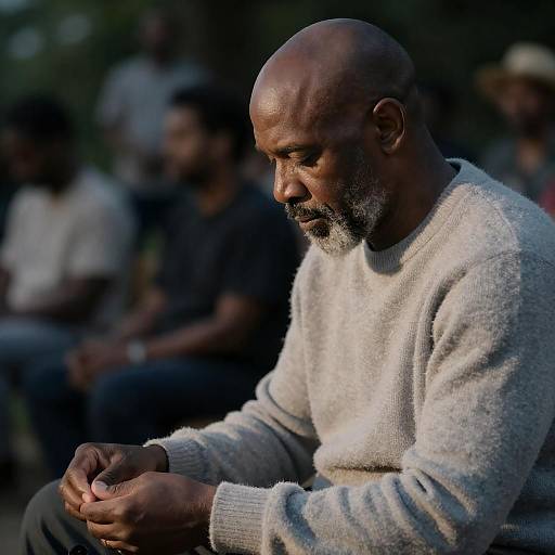 Pensive Moment in a Sunlit Gathering