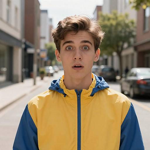 Surprised Young Man in Urban Setting