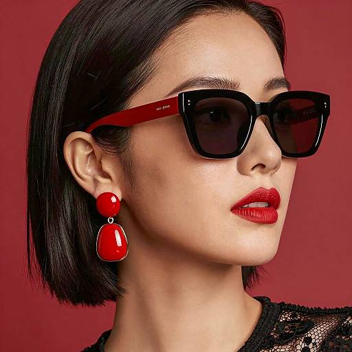 Chic Woman in Bold Red Aesthetics