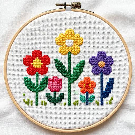 Colorful Floral Cross-Stitch Pattern