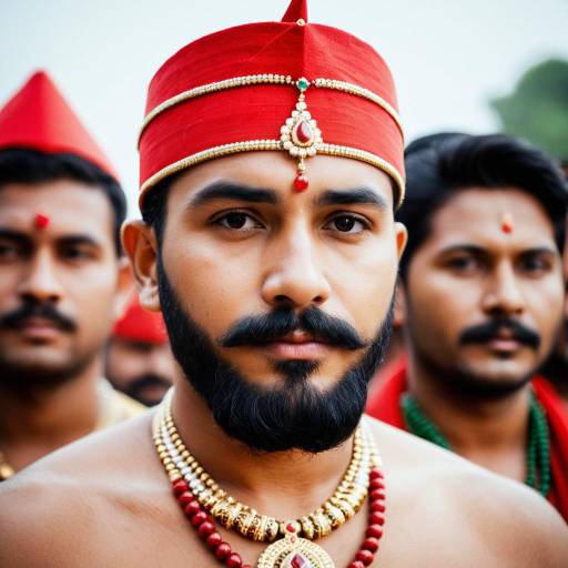 Man in Traditional Attire at Ceremony