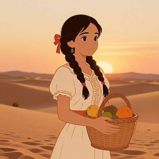 Mexican Anime Girl in Fantasy Desert