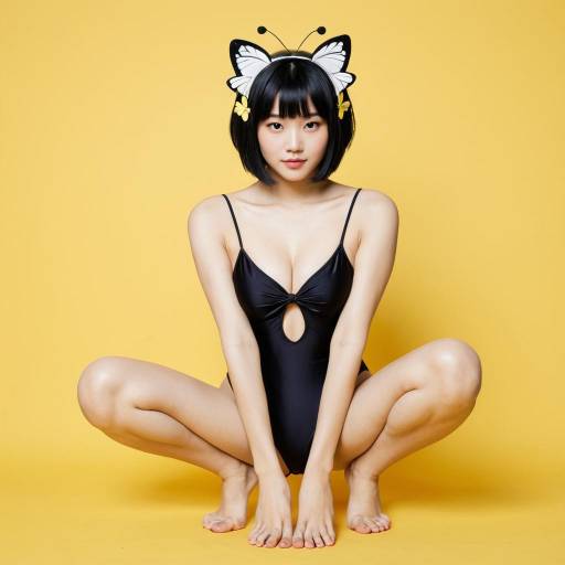 Charming Neko Girl in a Swimsuit