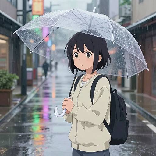 Anime Girl Enjoying Rainy Day