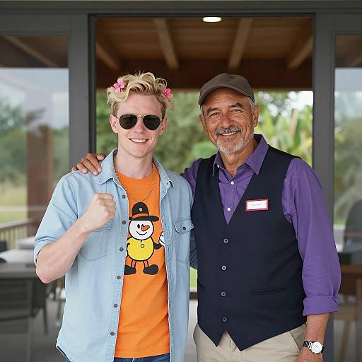 Two Friends Bonding Indoors with Style