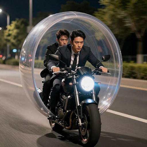 High-Tech Motorcycle Ride at Night