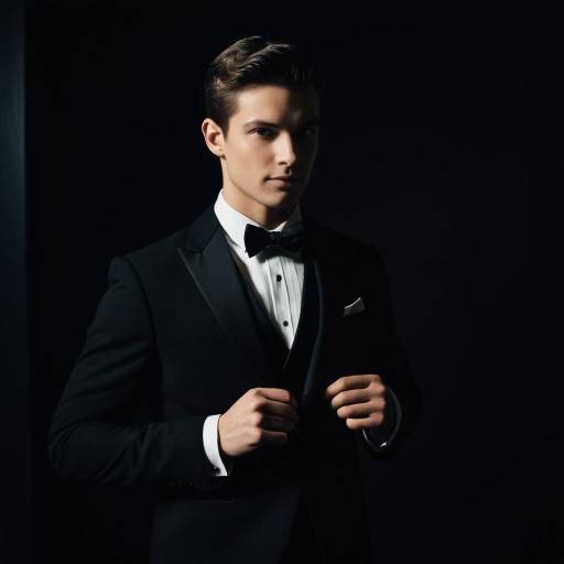 Elegant Young Man in Black Tuxedo