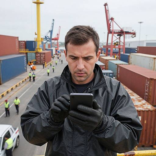 Focused Man in Touchscreen Gloves