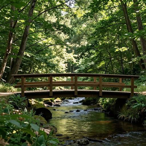 Graceful Wooden Bridge in Forest