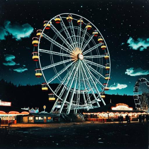Glowing Ferris Wheel at Night