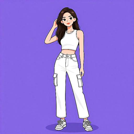 Woman in White Casual Streetwear