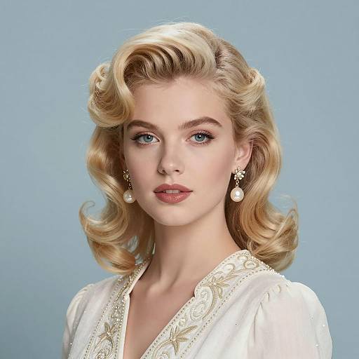 Vintage Glamour Portrait of Young Woman