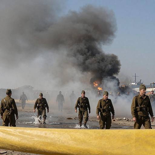 Dramatic Wartime Scene with Soldiers