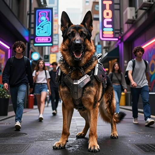 Neon Alley: Armored Cyborg German Shepherd