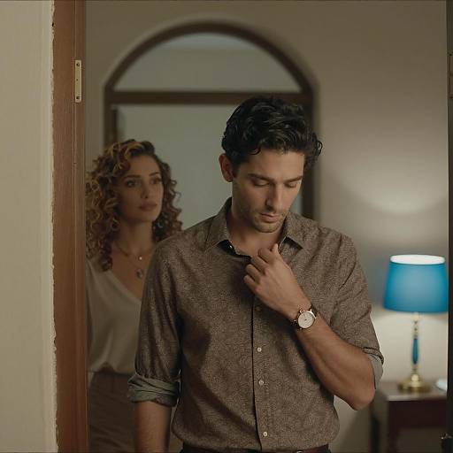 Stylish Couple Candidly Posing in Doorway