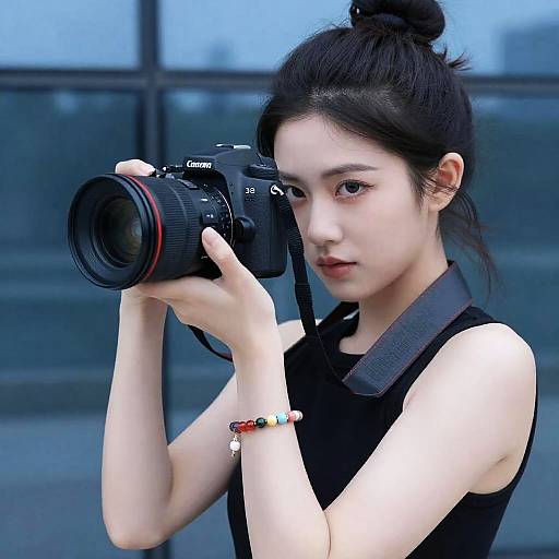 Young Woman Holding DSLR Camera