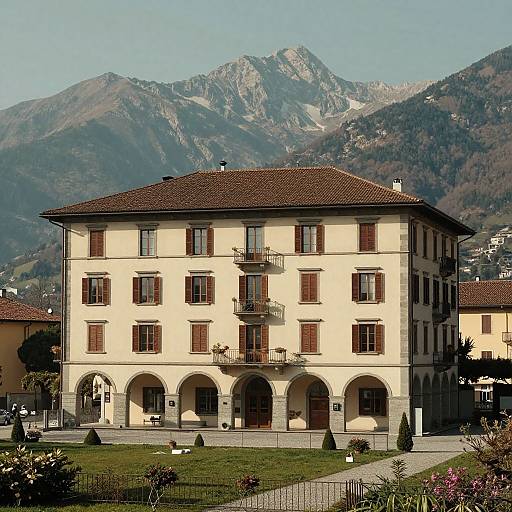 Cinematic Mountain Hotel Scene