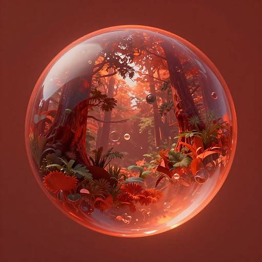 Cyberpunk Sphere with Dreamlike Forest