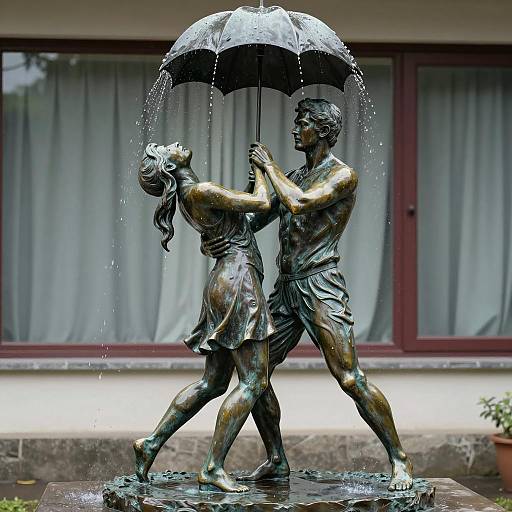 Dancing Duo Under Cascading Rain