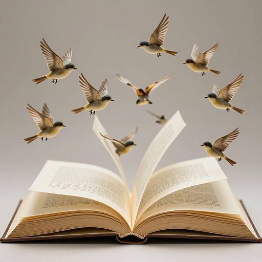 Open Book Portal with Miniature Birds