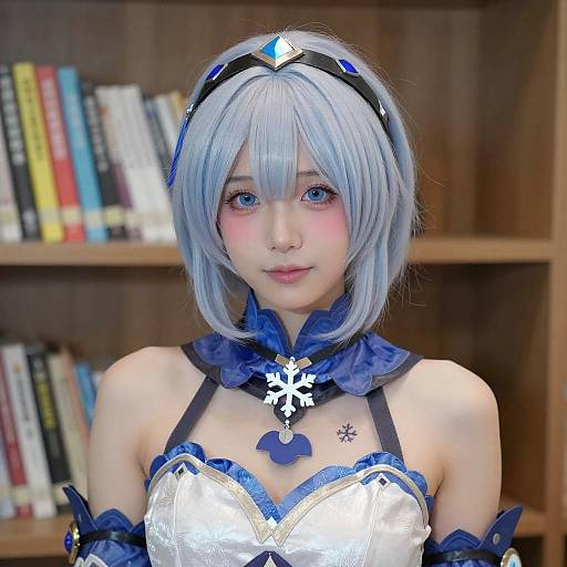 Portrait of Silver-Blue Haired Cosplayer
