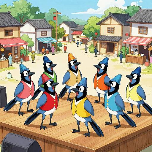 Blue Jay Musicians in Village Square