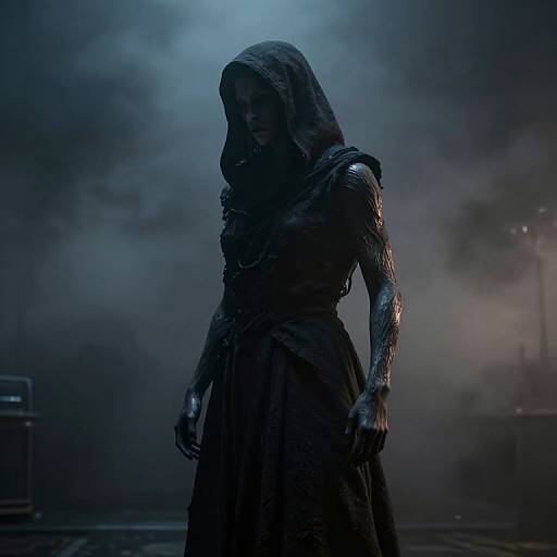 Haunting Figure in Foggy Room