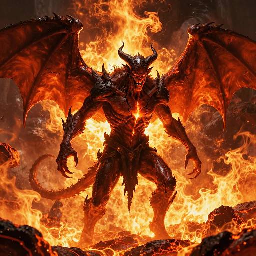 Fiery Humanoid Demon from Lava Pits